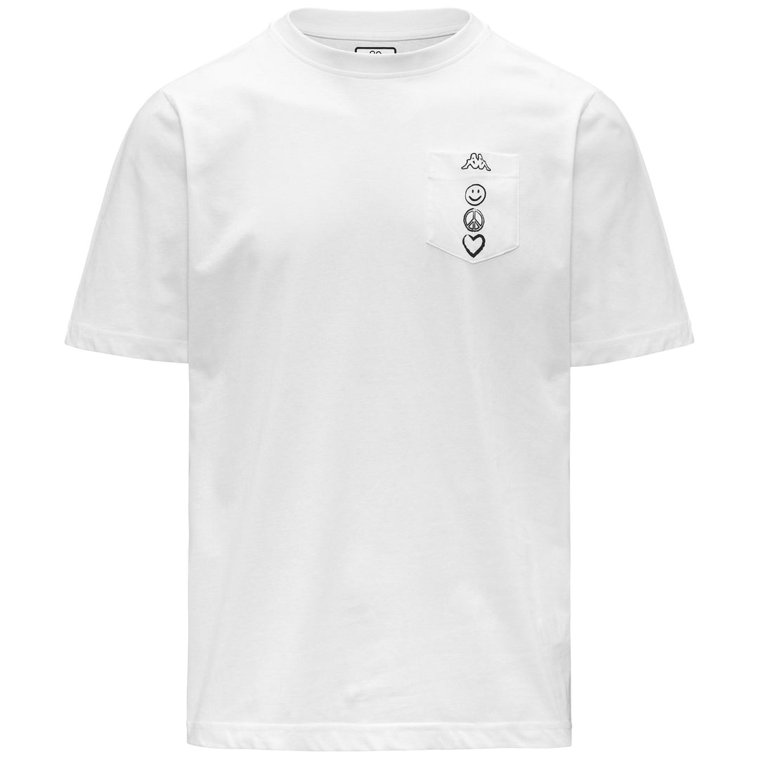 T-shirt casual da uomo in cotone bianco con stampe anteriori e posteriori 01