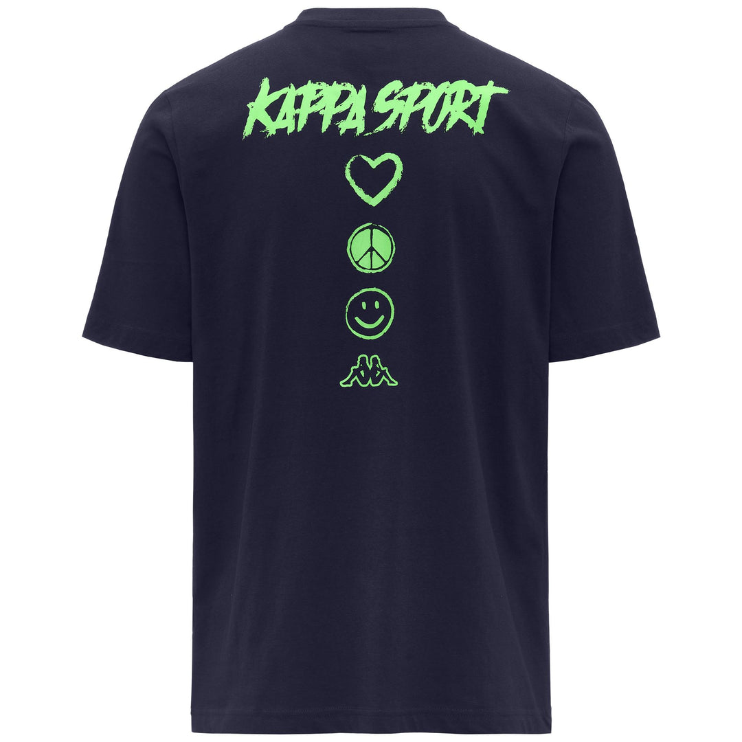 T-shirt da uomo in cotone blu navy con tasca e stampa main