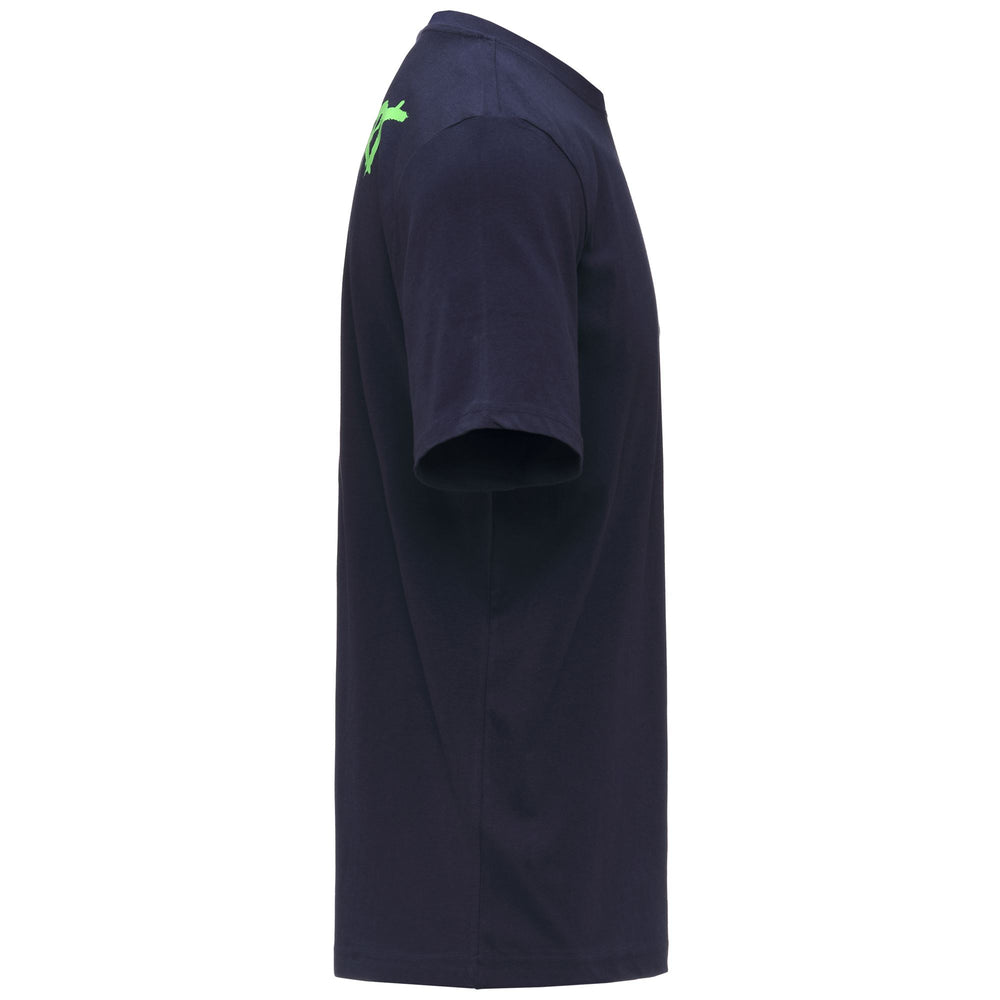 T-shirt da uomo in cotone blu navy con tasca e stampa 02