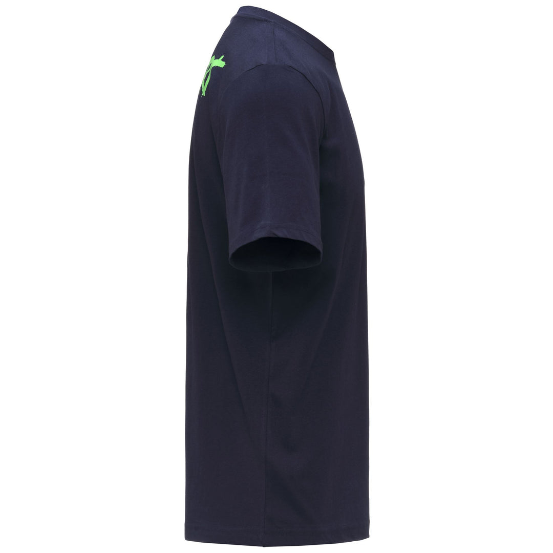 T-shirt da uomo in cotone blu navy con tasca e stampa main