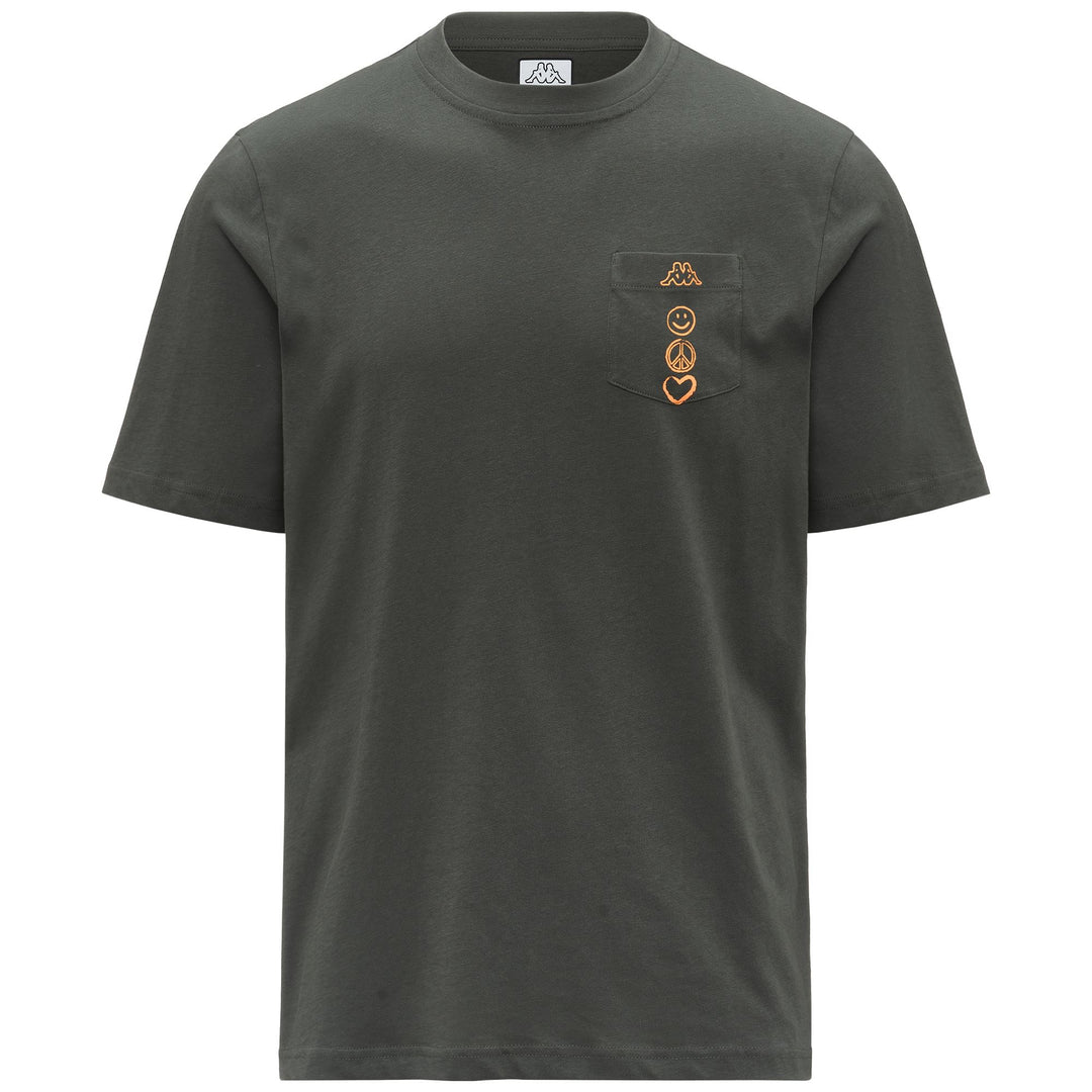 T-shirt grafica in cotone verde da uomo con tasca 01