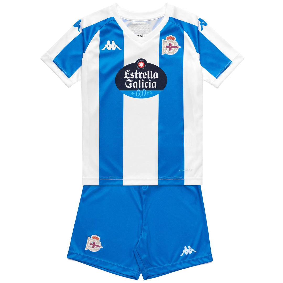 Conjunto deportivo KOMBAT para niño azul y blanco con pantalones cortos y camiseta 01