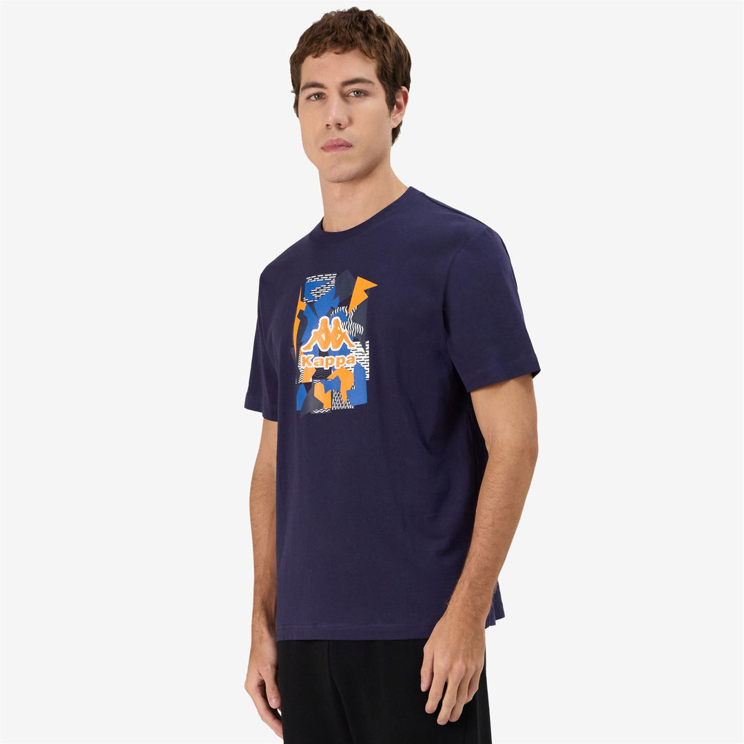 Maglietta in Cotone Stile Sportivo Uomo Blu Marino main