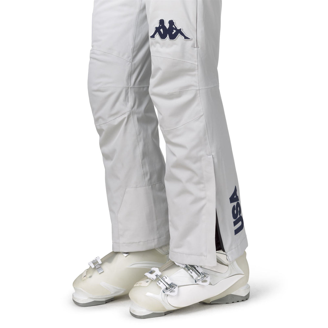 Pantalon de ski imperméable gris pour femme, coupe slim, avec ouvertures de ventilation main