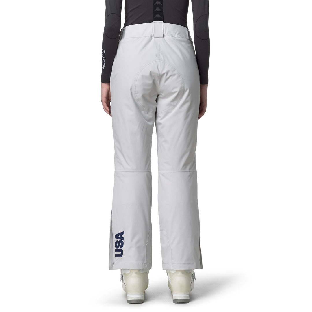 Pantalon de ski imperméable gris pour femme, coupe slim, avec ouvertures de ventilation main