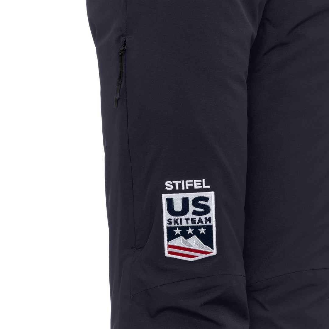 Pantalon de ski rembourré bleu pour femme, coupe slim, avec protection imperméable main