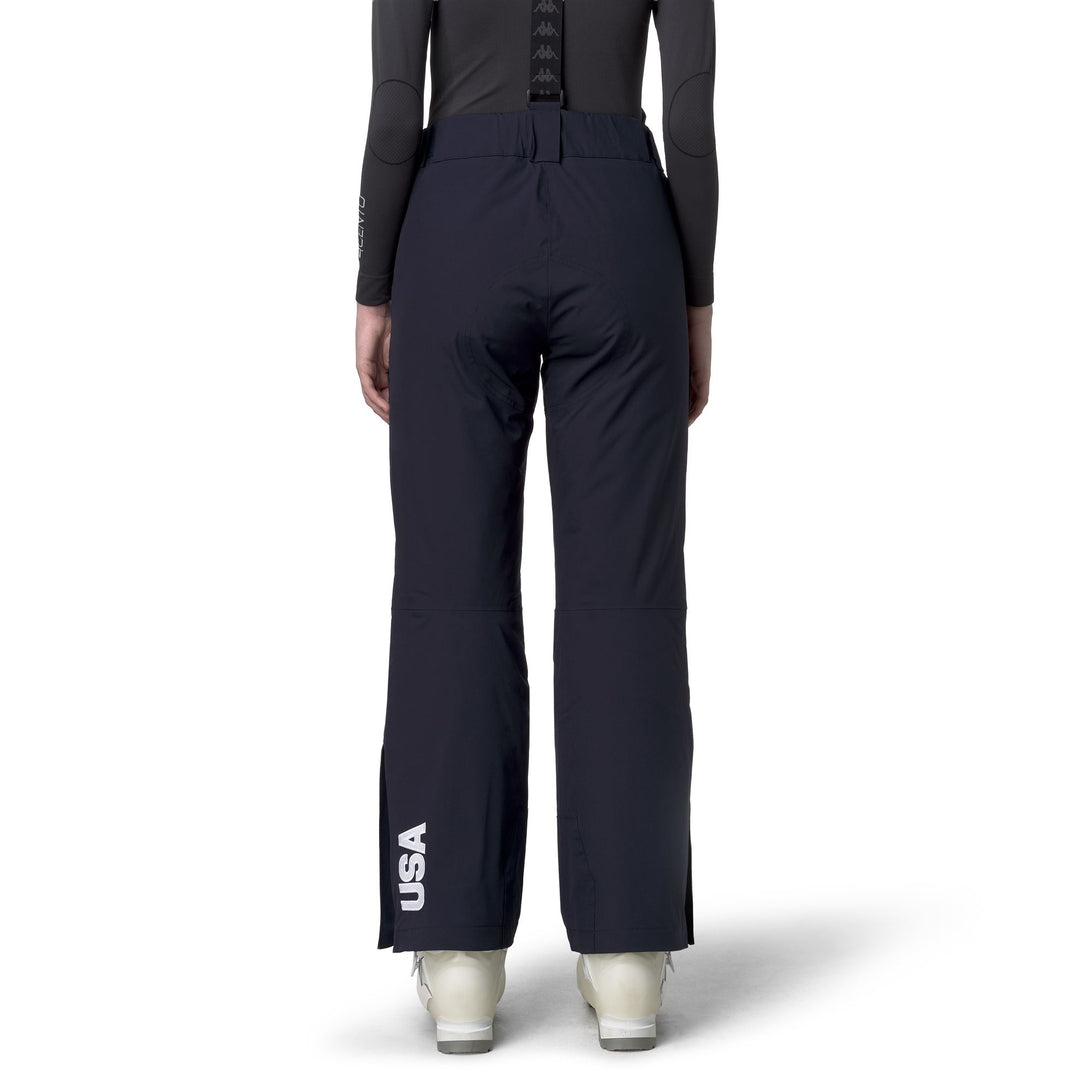 Pantalon de ski rembourré bleu pour femme, coupe slim, avec protection imperméable main