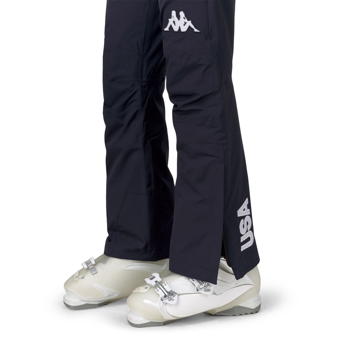 Pantalon de ski rembourré bleu pour femme, coupe slim, avec protection imperméable main