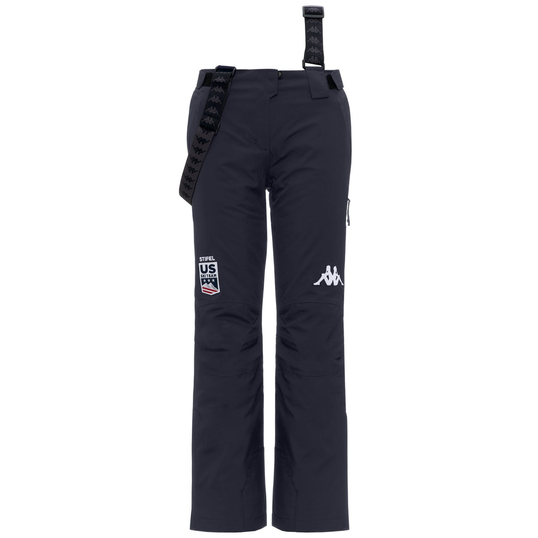 Pantalon de ski rembourré bleu pour femme, coupe slim, avec protection imperméable main