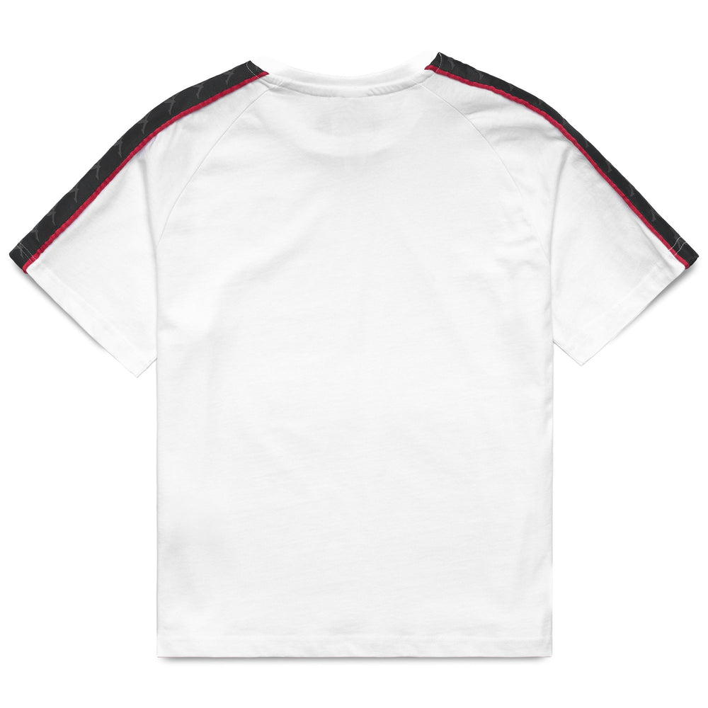 White Women's T-Shirt with Racing Stripes and Embroidered Logo 02