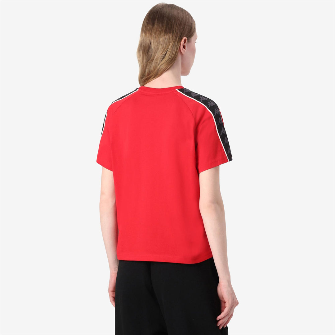 Red Women's T-Shirt with Embroidered Logo and Piping main