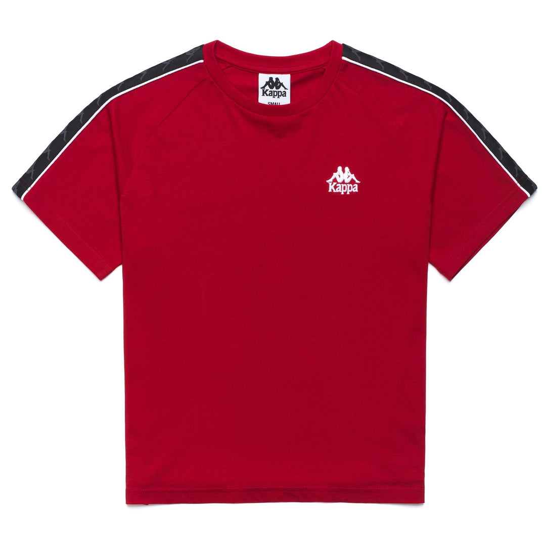 Red Women's T-Shirt with Embroidered Logo and Piping 01