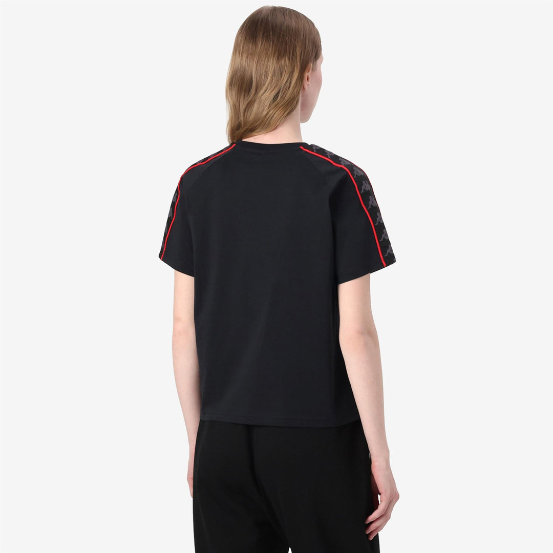 Black red Women's T-Shirt with Logo and Piping main