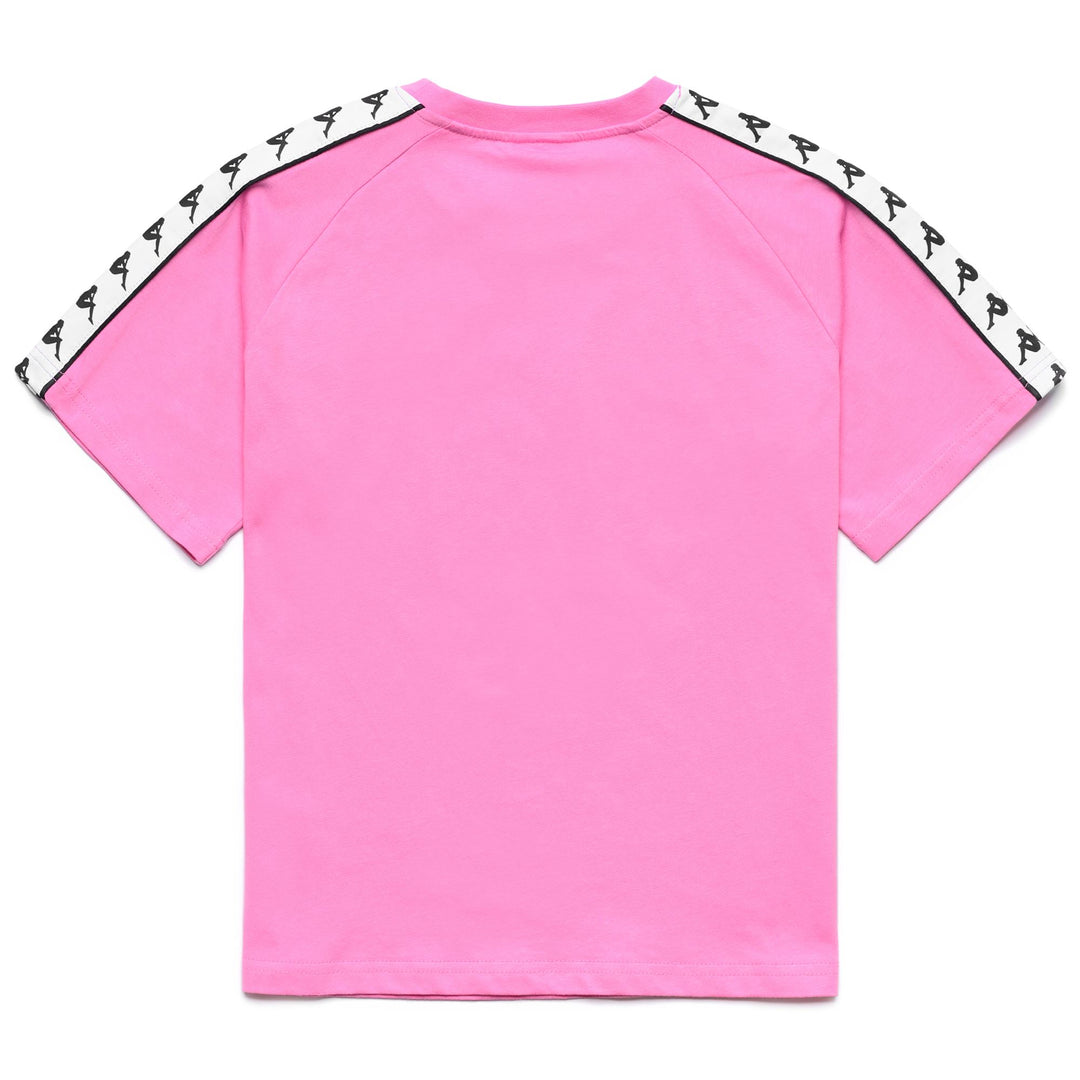 T-shirt de sport rose pour femme, coupe classique, avec passepoil jacquard main