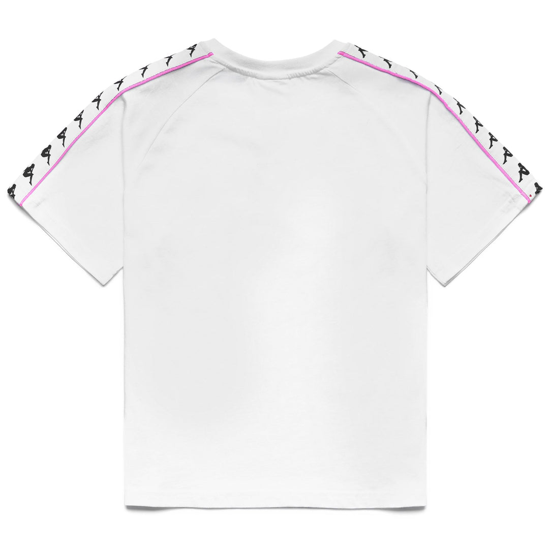 T-shirt de sport blanc et rose pour femme, coupe classique main