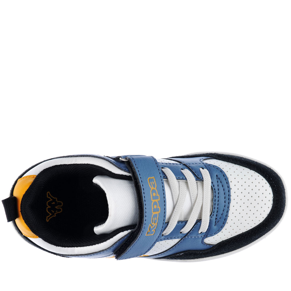 Sneakers basse unisex bianche e blu per bambini 02
