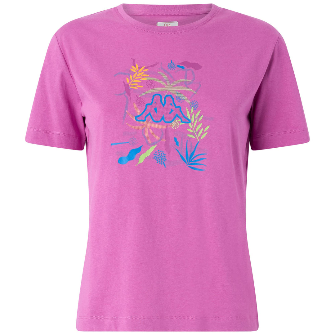 T-Shirt Sportiva Donna Rosso Viola con Stampa Grafica 01