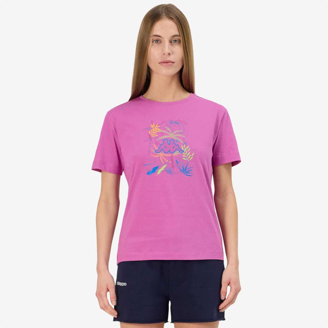 T-Shirt Sportiva Donna Rosso Viola con Stampa Grafica main