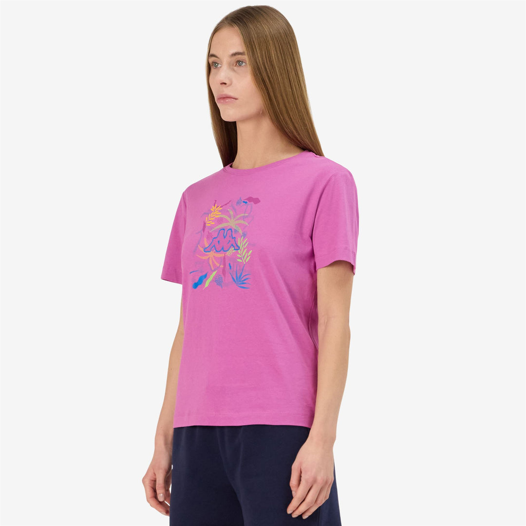 T-Shirt Sportiva Donna Rosso Viola con Stampa Grafica main