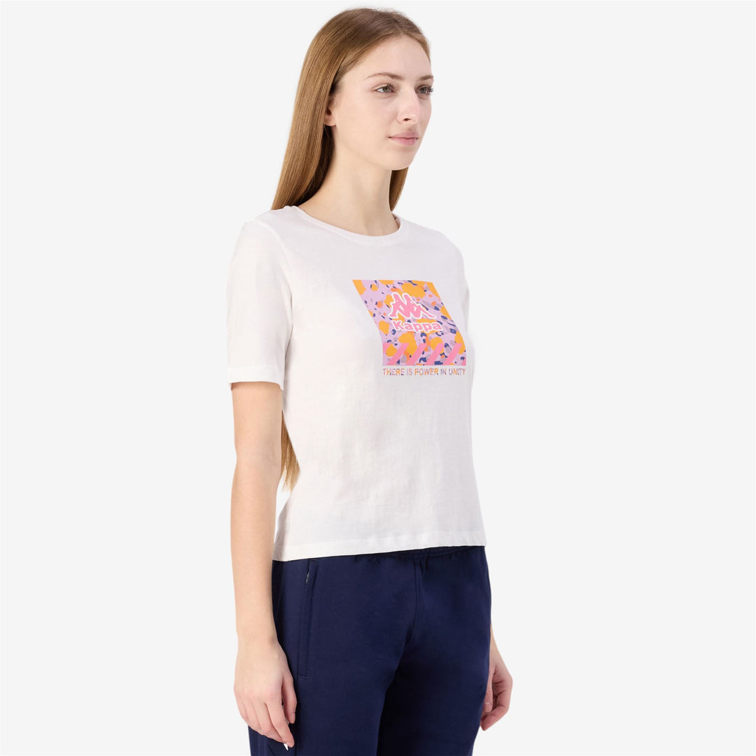 T-Shirt Sportiva Donna Grigia Bianca con Stampa Grafica main
