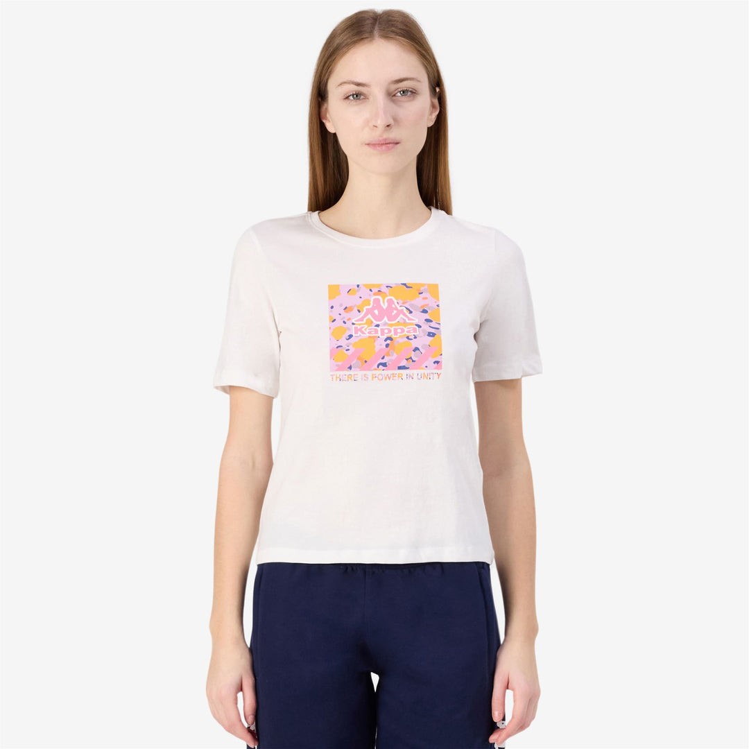 T-Shirt Sportiva Donna Grigia Bianca con Stampa Grafica main