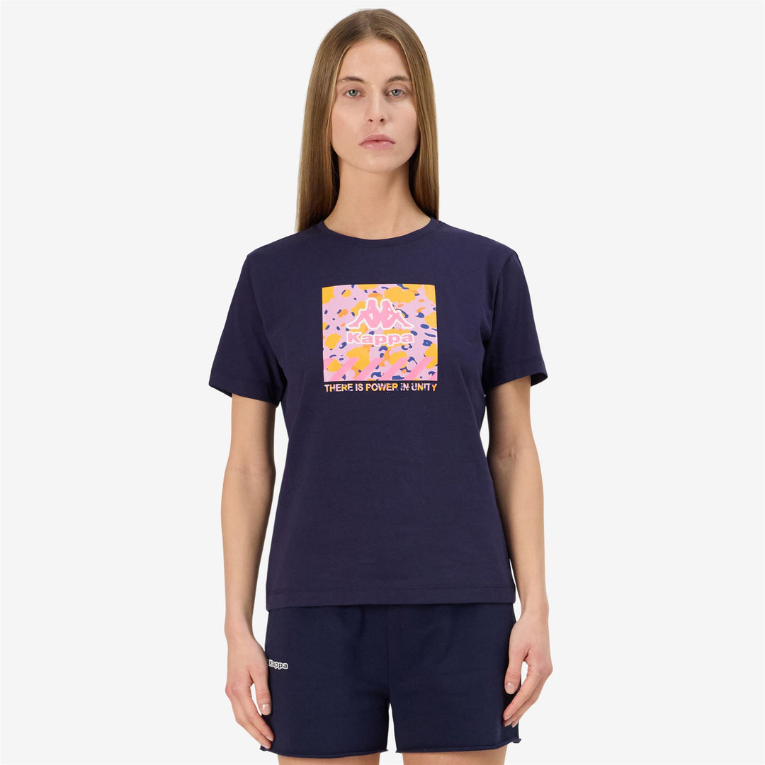 T-Shirt Sportiva Donna Blu Marino con Stampa Grafica main