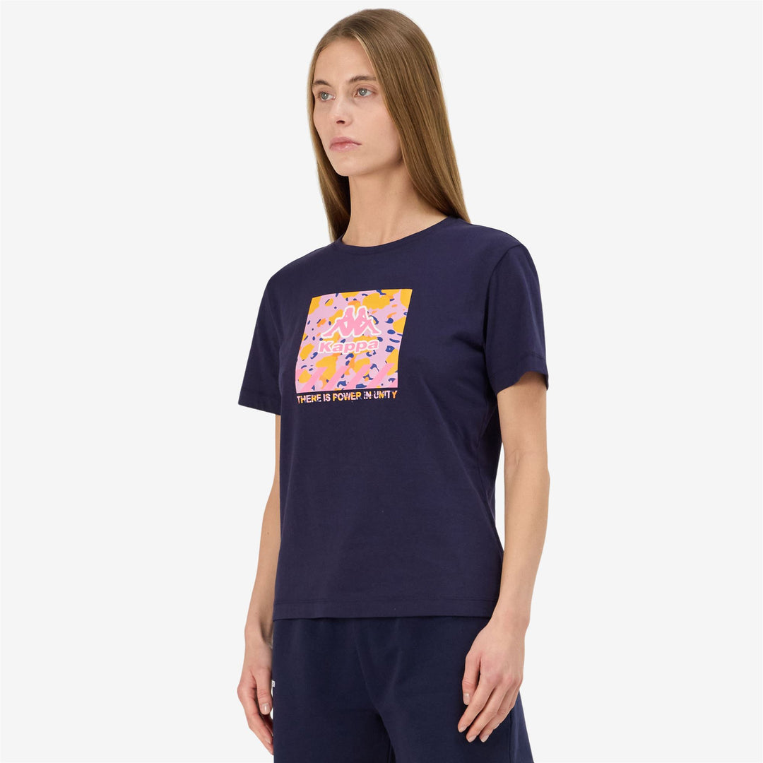 T-Shirt Sportiva Donna Blu Marino con Stampa Grafica main
