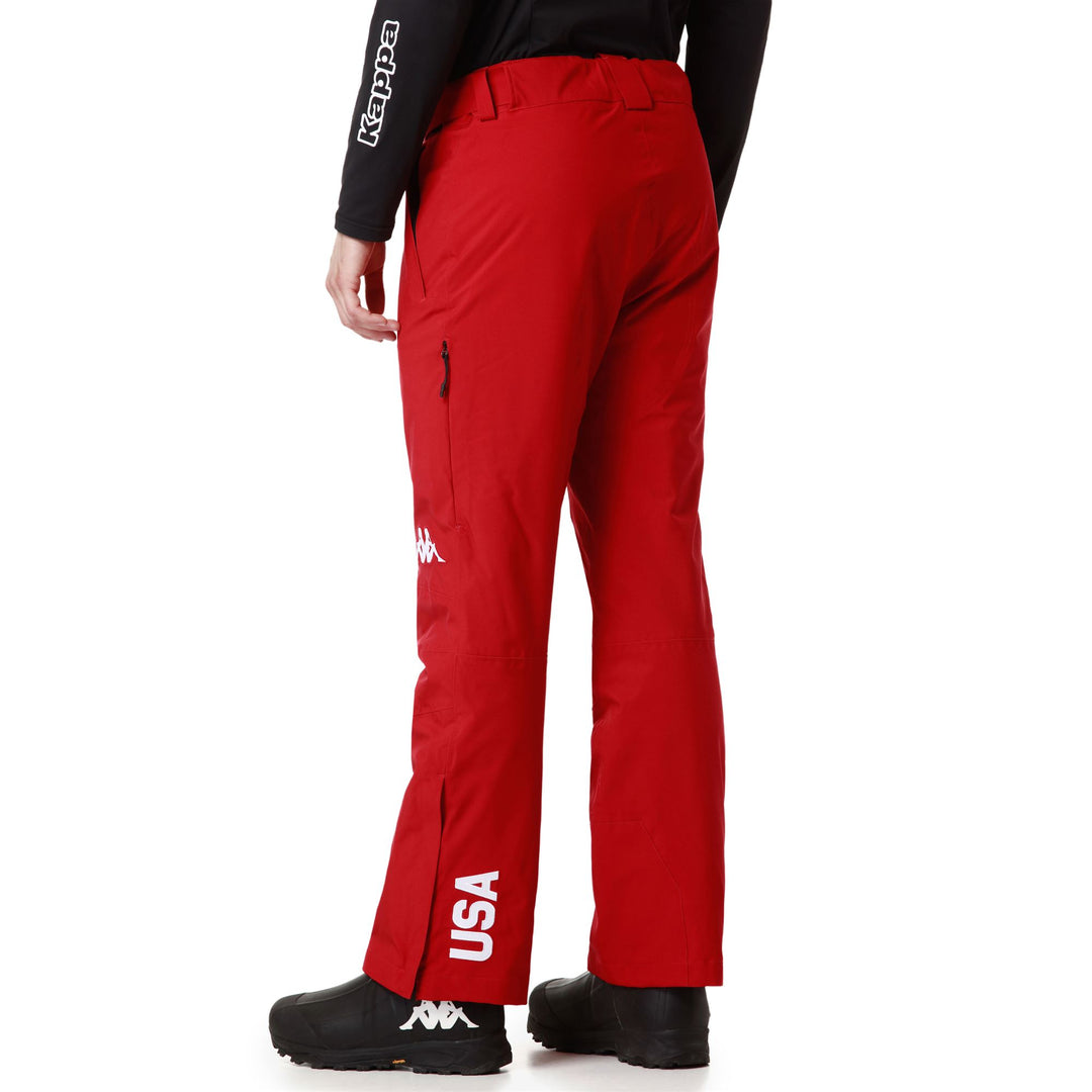Pantalon de ski rembourré rouge pour homme, coupe classique, avec protection imperméable main