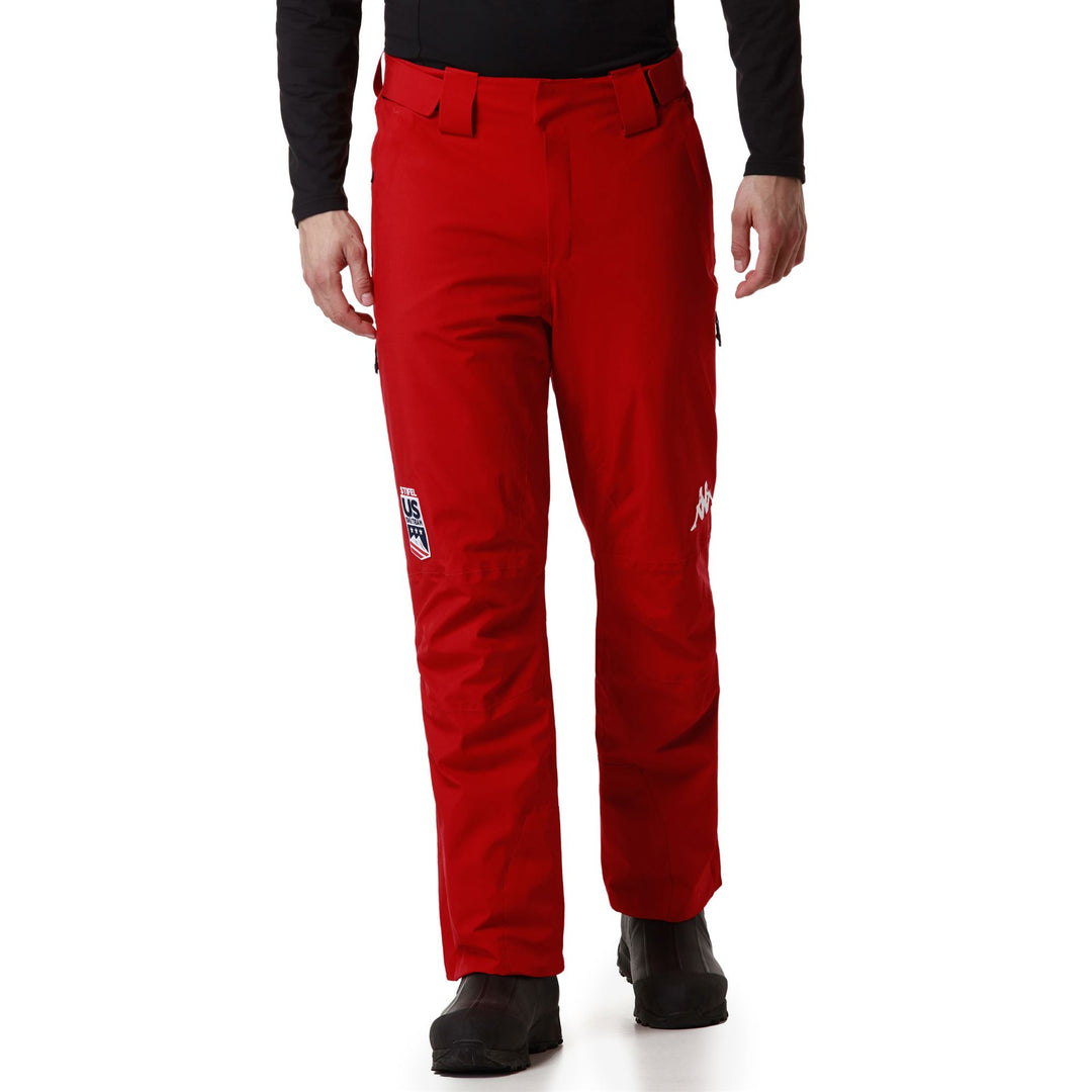 Pantalon de ski rembourré rouge pour homme, coupe classique, avec protection imperméable main