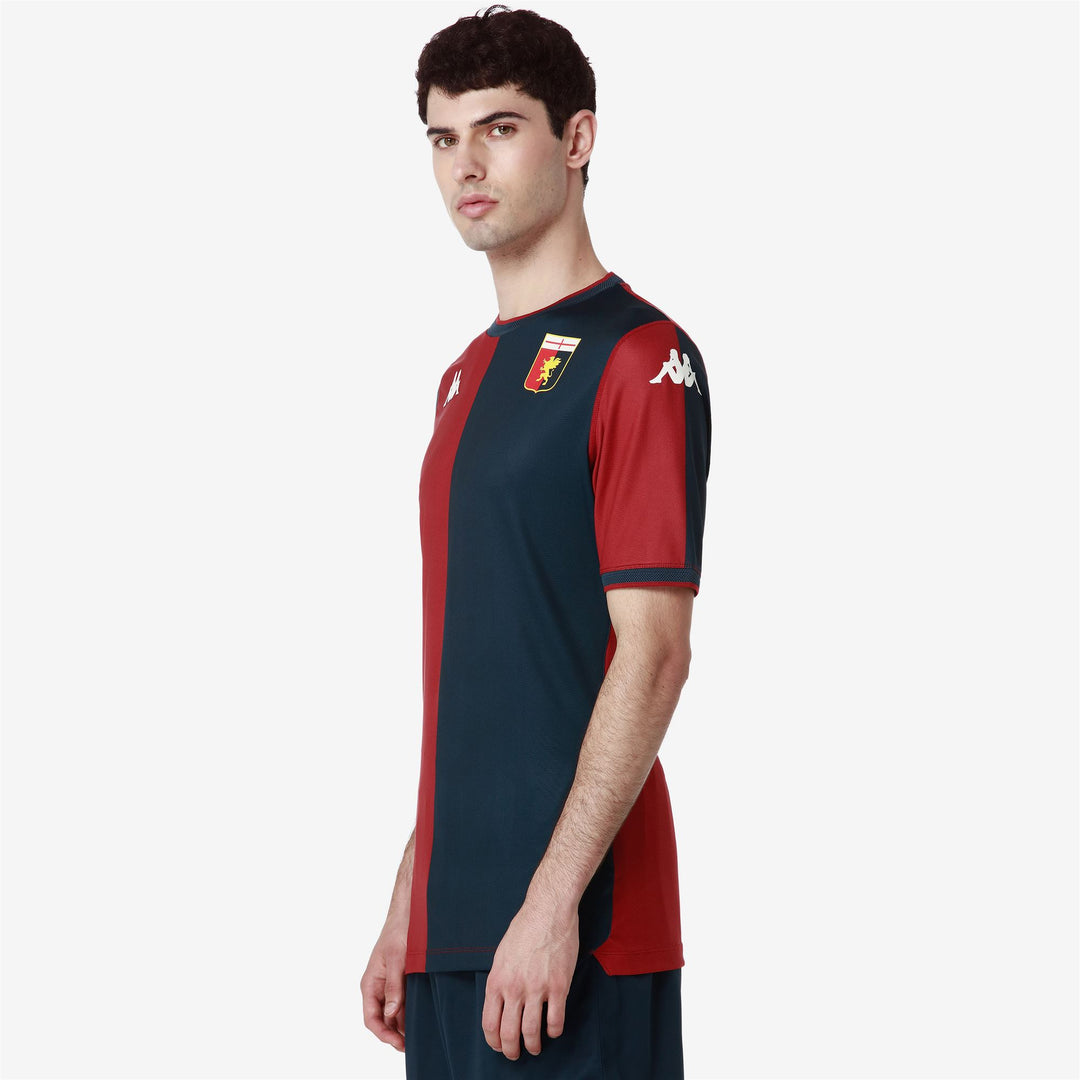 Maillot de football rouge Genoa pour homme, coupe ajustée, en tissu recyclé main