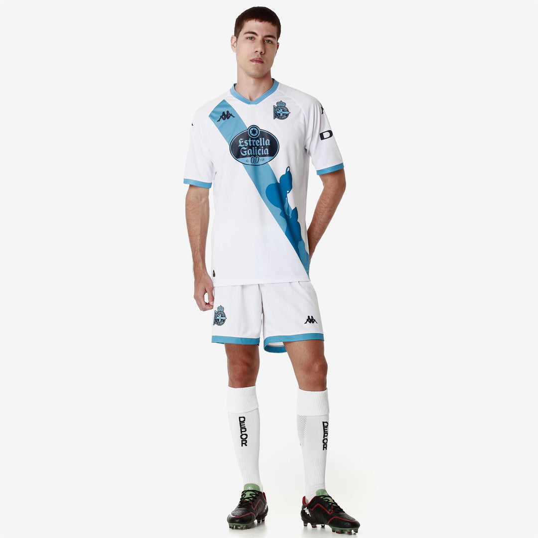 Pantalones cortos deportivos blancos y azules para hombre con protección Hydro-Way 01