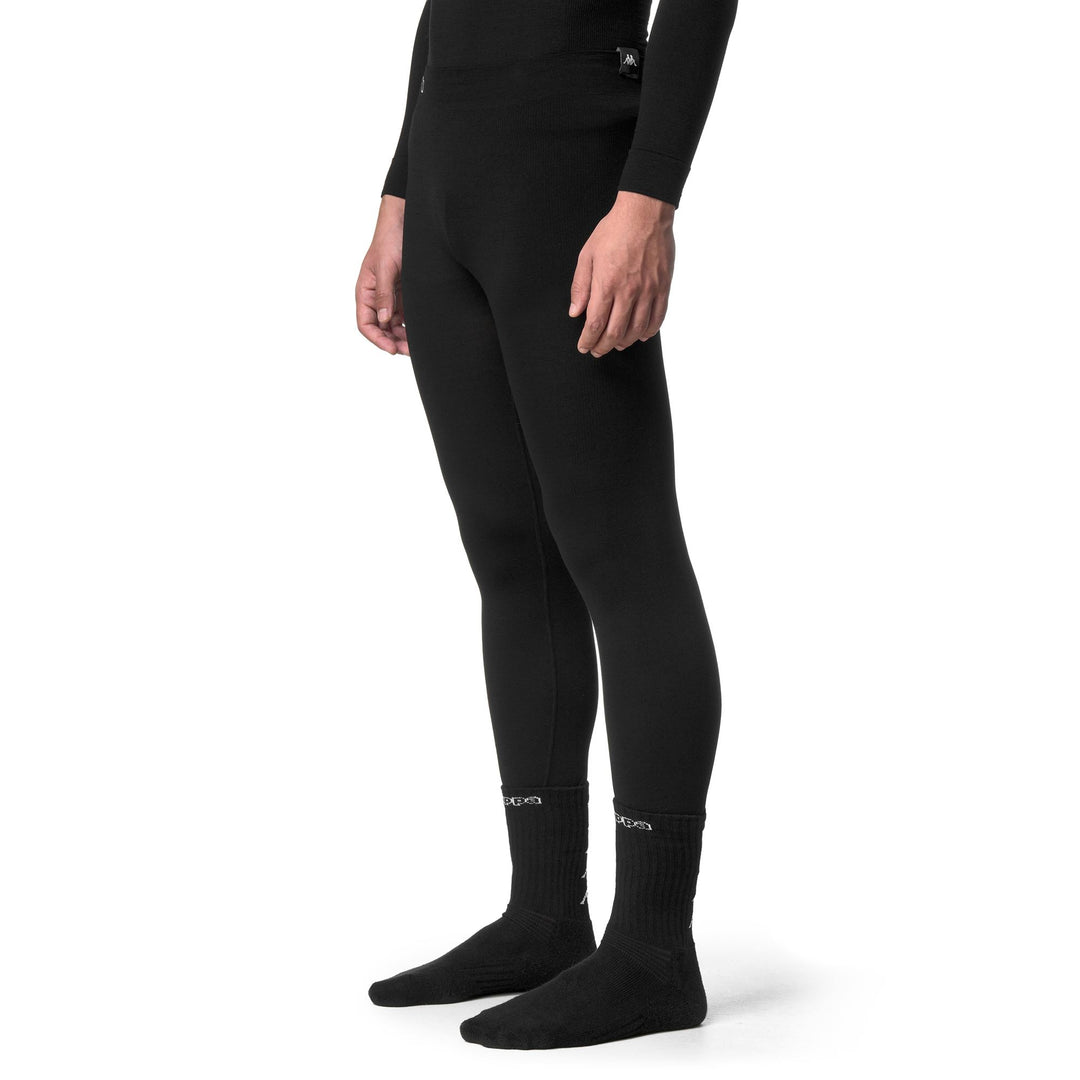 Black Unisex Ski Thermal Wool-Blend Long Underpants main
