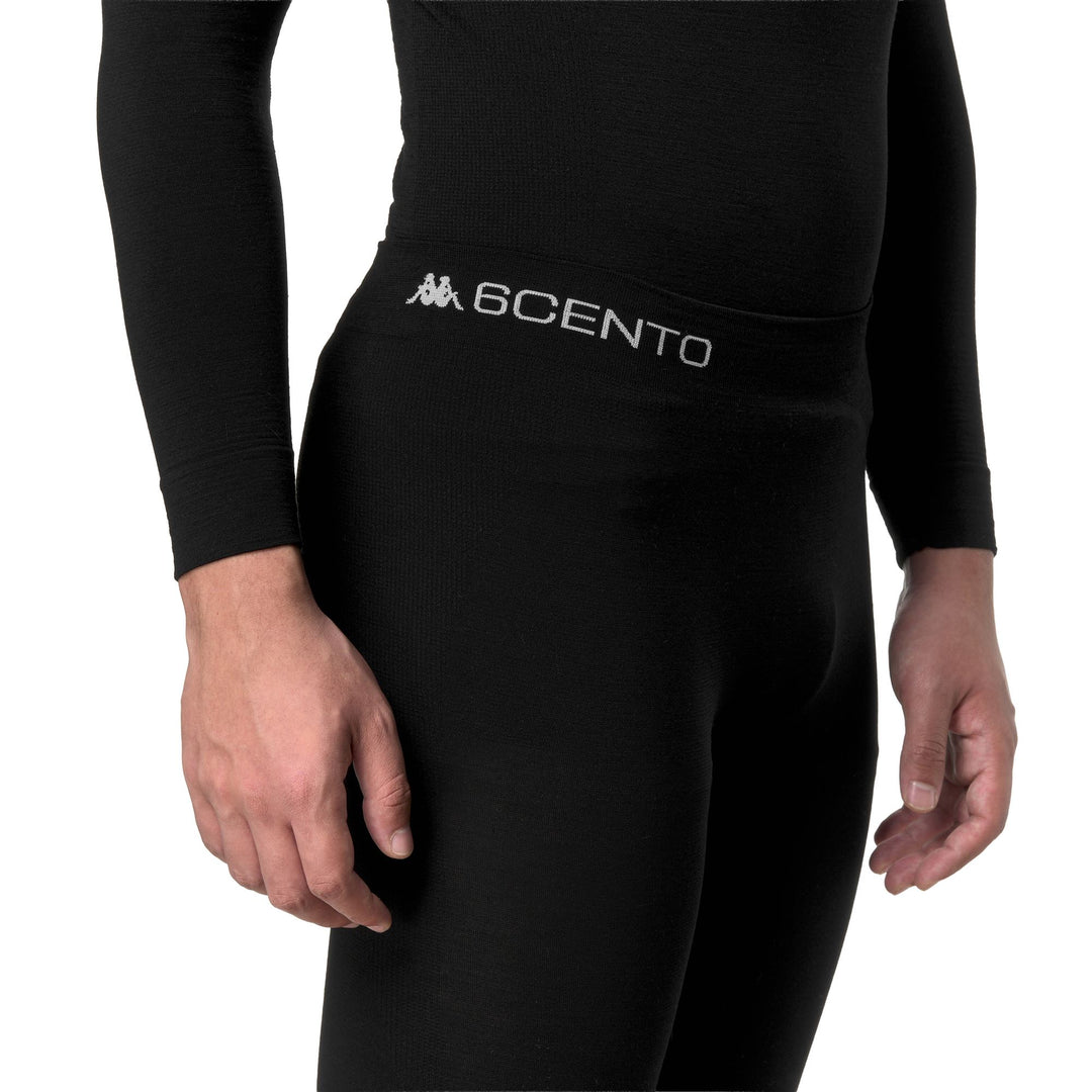 Sous-vêtements thermiques longs unisexes noirs en laine mélangée pour le ski main