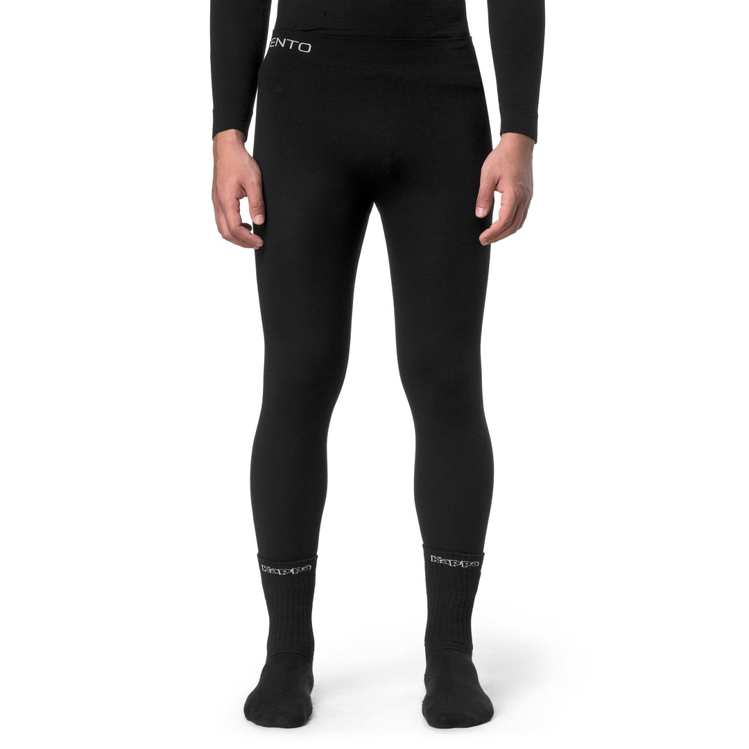 Calzoncillos largos térmicos de esquí unisex negros de mezcla de lana main