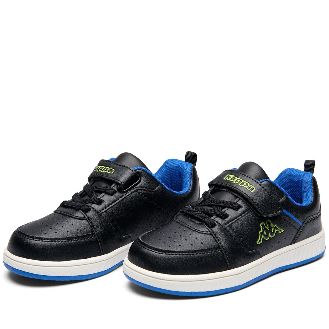 Black and Blue Royal Unisex Kid's Low Cut Sneakers 01