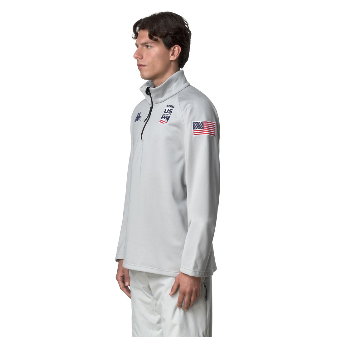 Cárdigan unisex de polar gris claro con media cremallera main