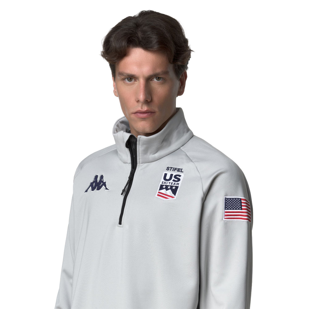 Cárdigan unisex de polar gris claro con media cremallera main