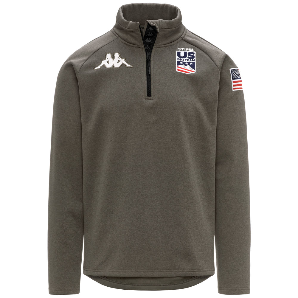 Green unisex fleece cardigan with half zip and slim fit 02