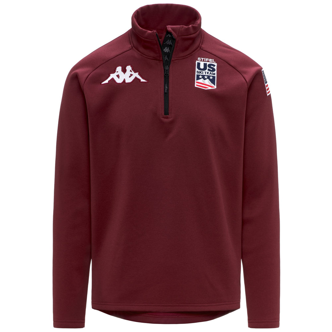 Gilet polaire de ski unisexe rouge, coupe ajustée, avec demi-zip main
