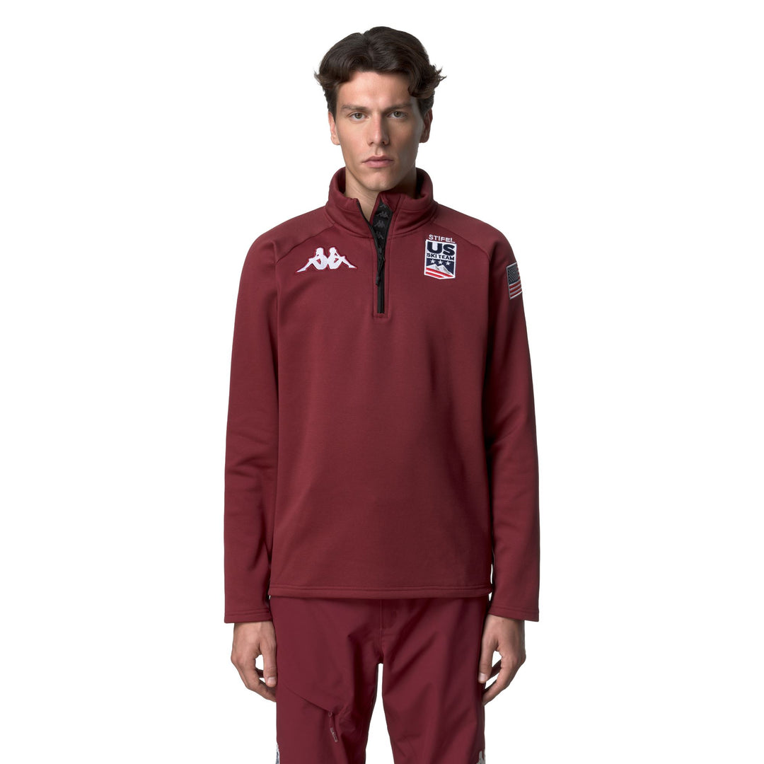 Red unisex fleece cardigan with half zip and slim fit 01