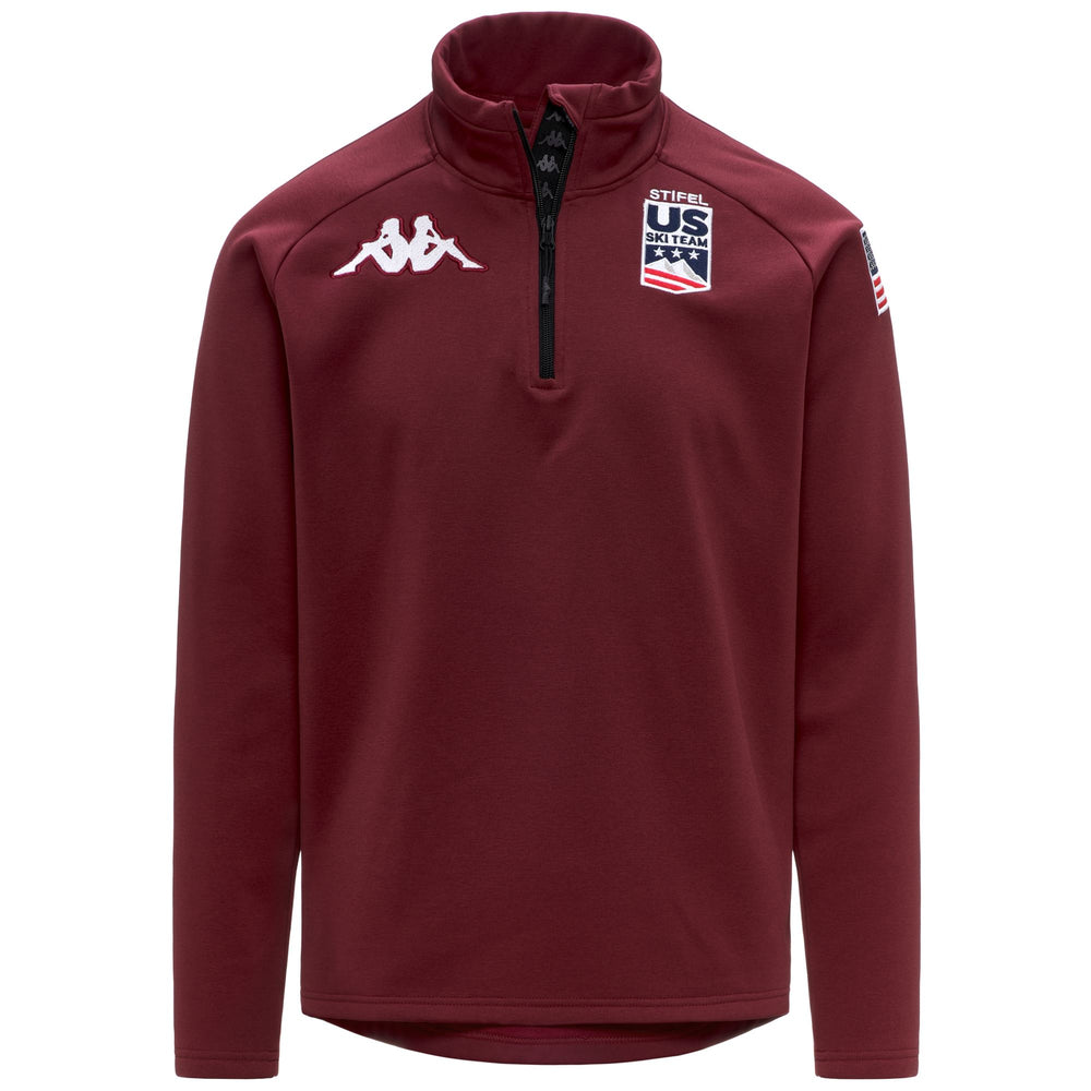 Red unisex fleece cardigan with half zip and slim fit 02