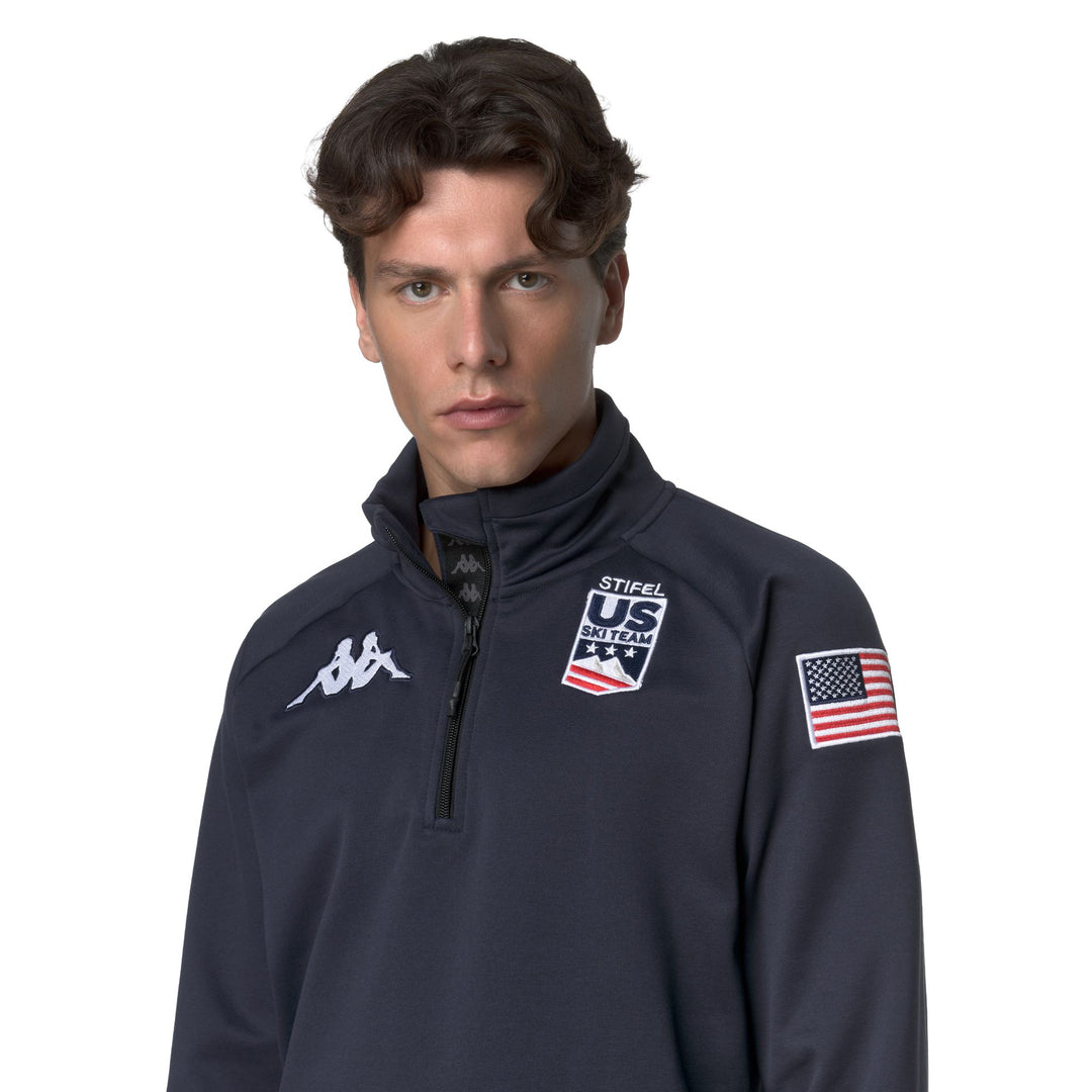 Cárdigan unisex de polar azul de corte entallado con media cremallera main