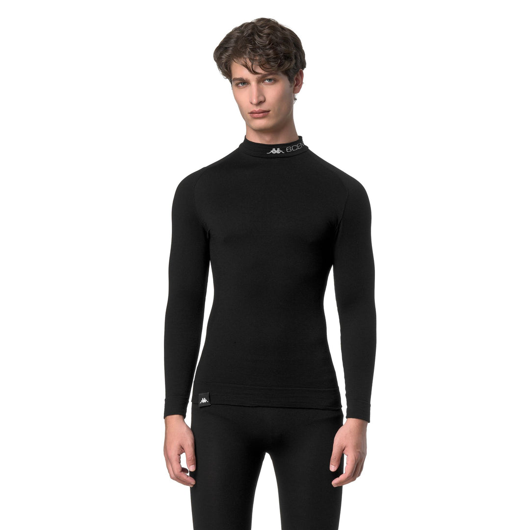 Black Unisex Wool Blend Ski Base Layer Top 01