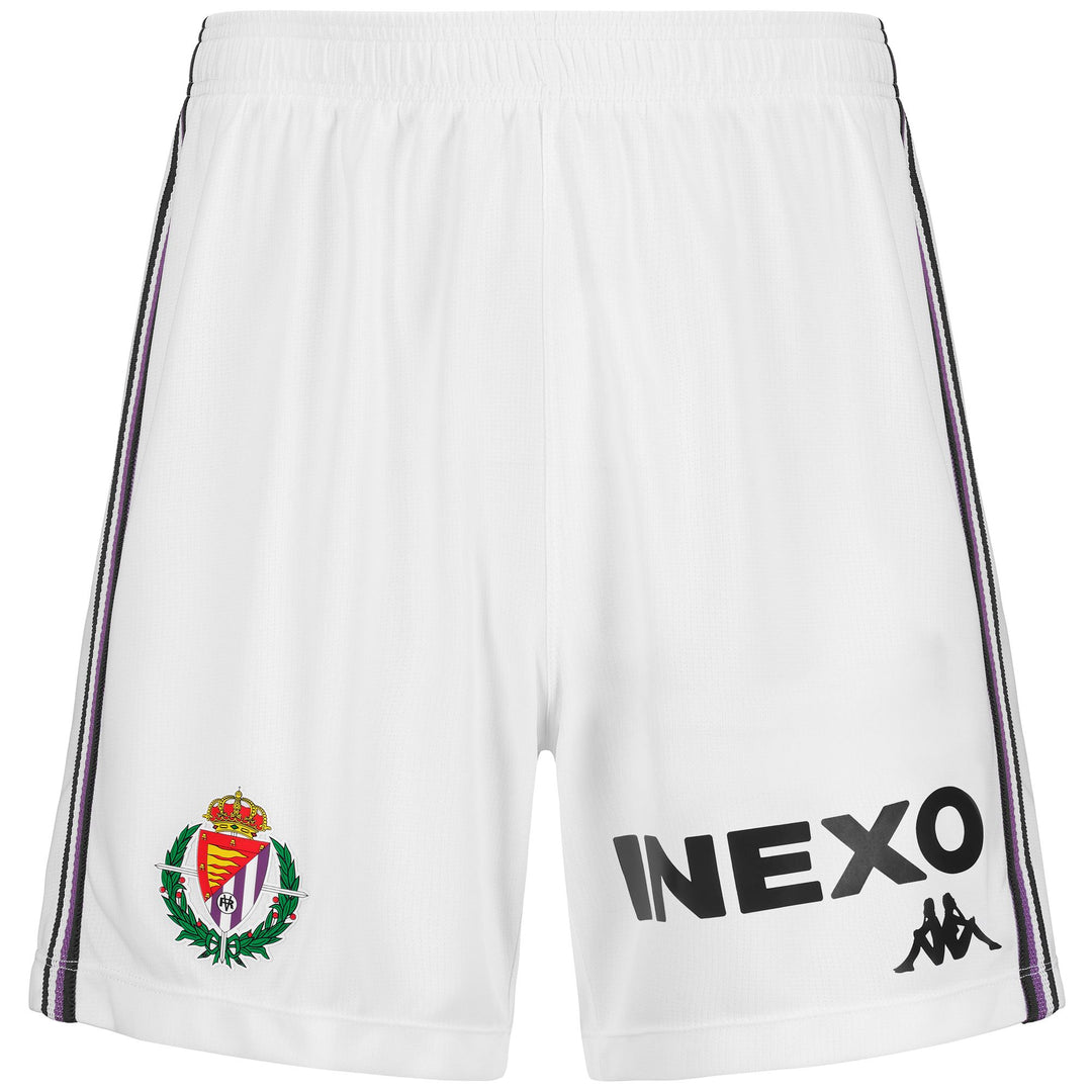 White Men's Real Valladolid Football Shorts in Jacquard Fabric 01