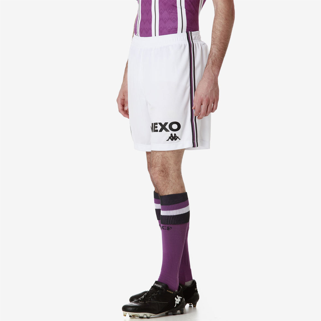 Pantaloncini da calcio Real Valladolid da uomo bianchi in tessuto jacquard main