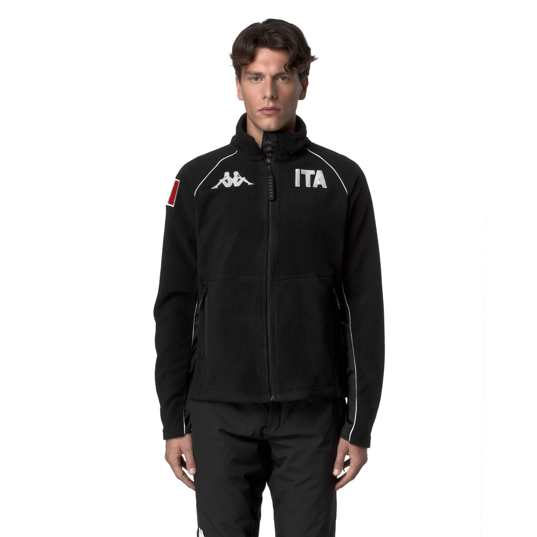 Polaire de ski noire pour homme, coupe ajustée, avec empiècements extensibles 01