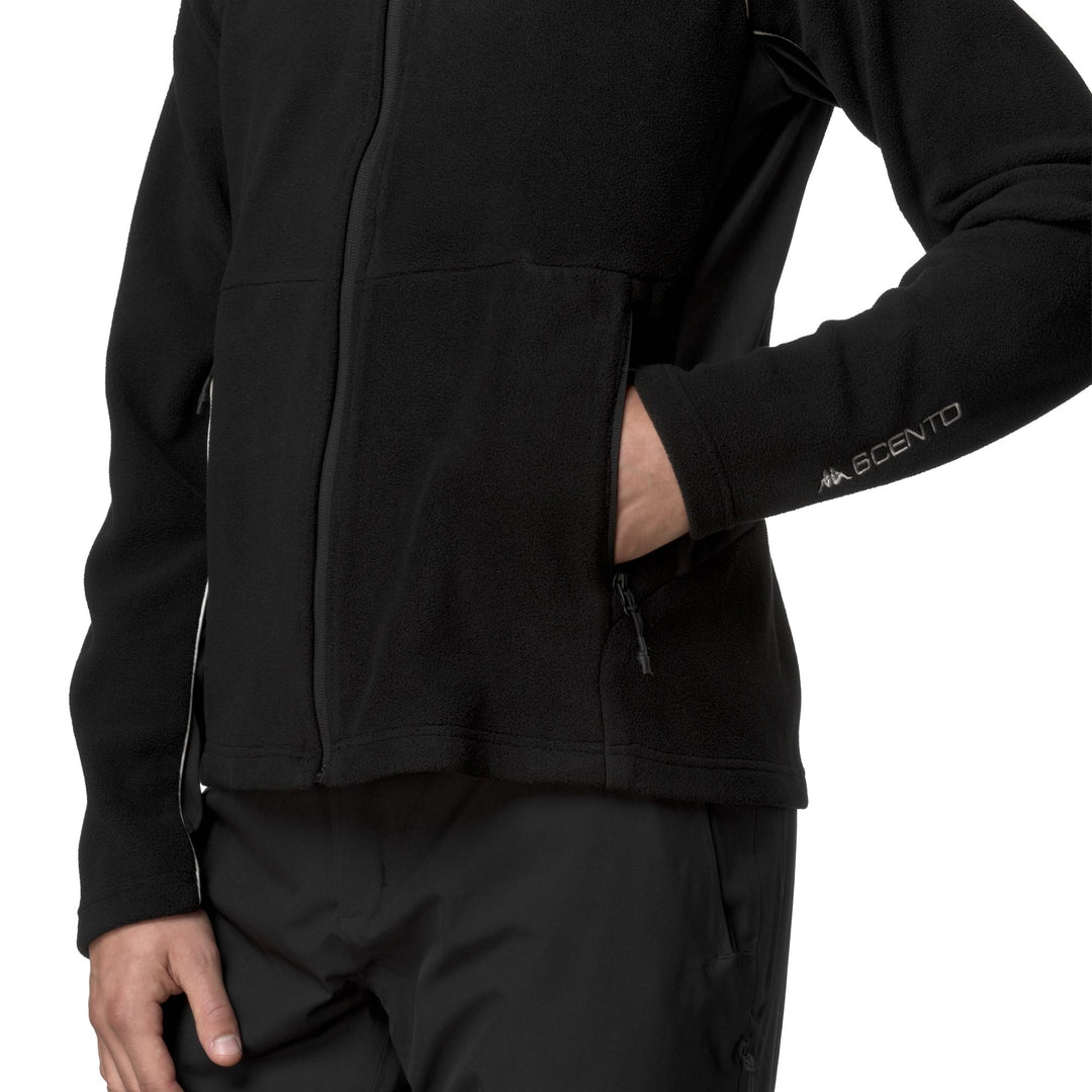 Polaire de ski noire pour homme, coupe ajustée, avec empiècements extensibles main