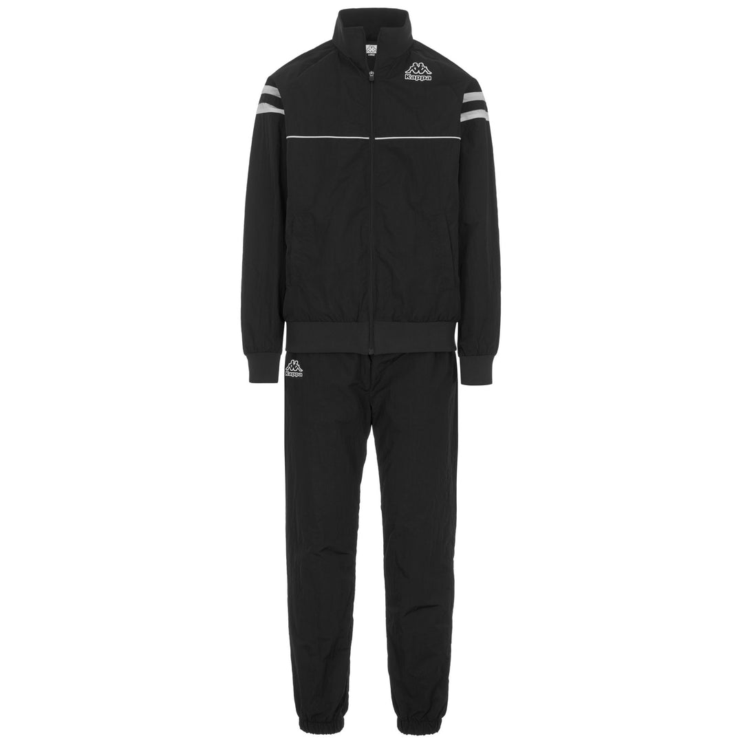 Black Men's Regular Fit Sportswear Tracksuit in Crinkle Woven main