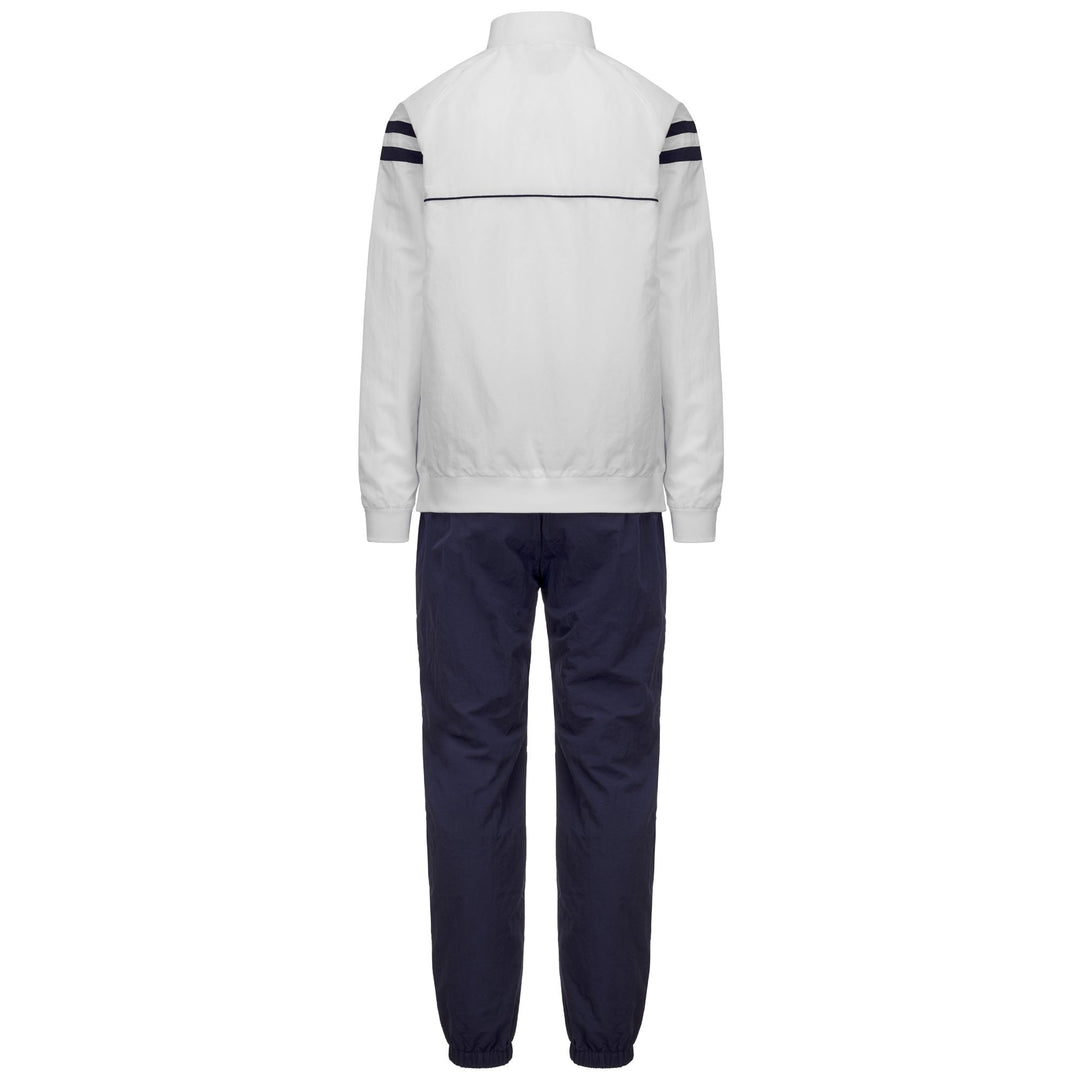 Survêtement homme blanc et bleu, coupe classique, en tissu froissé main