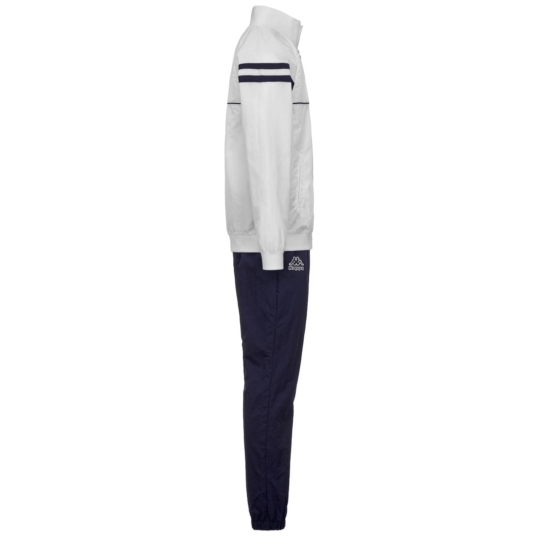 White and Blue Men's Regular Fit Tracksuit in Crinkle Woven main
